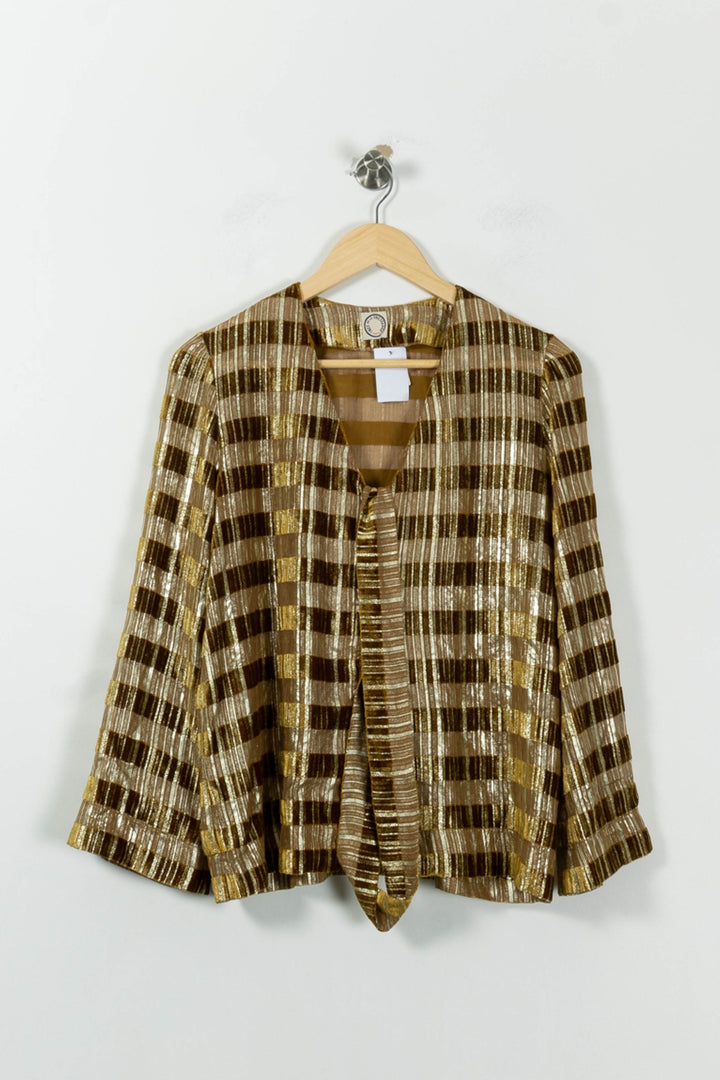 Veste Dorée et Marron - Taille S/36 de la marque Ines de la Fressange Paris | PARAD02243 - Vendu par Paradigme - Image 2