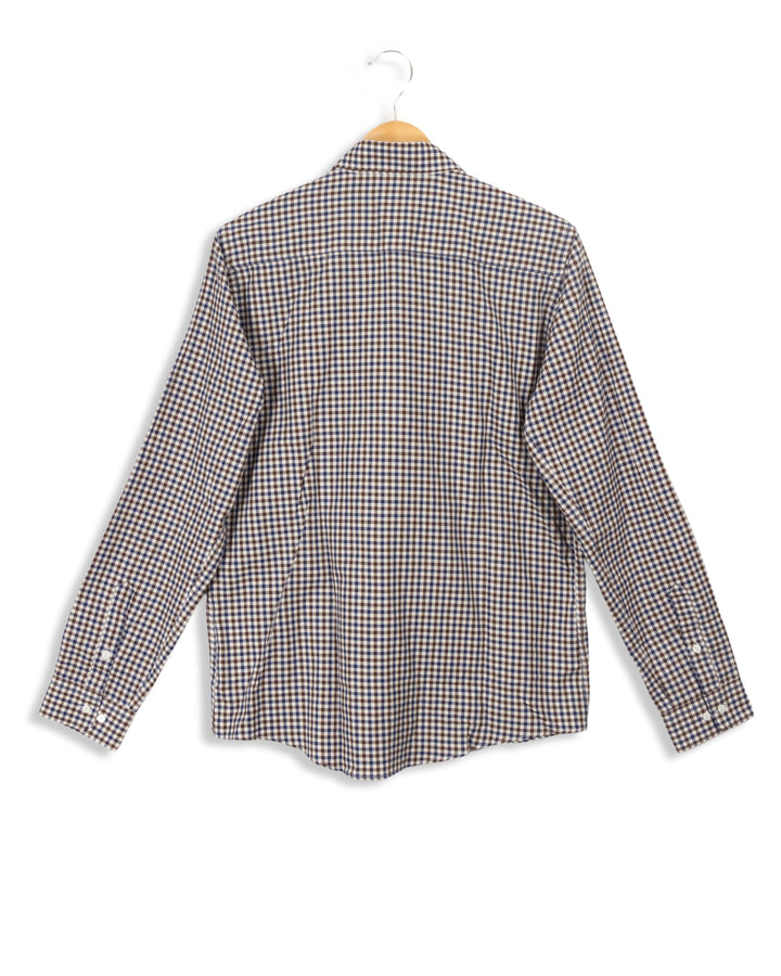 Chemise à carreaux bleus et marrons - S