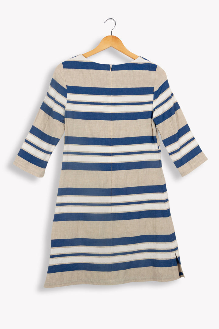 Whitney-Kleid mit blauen und weißen Streifen – 38