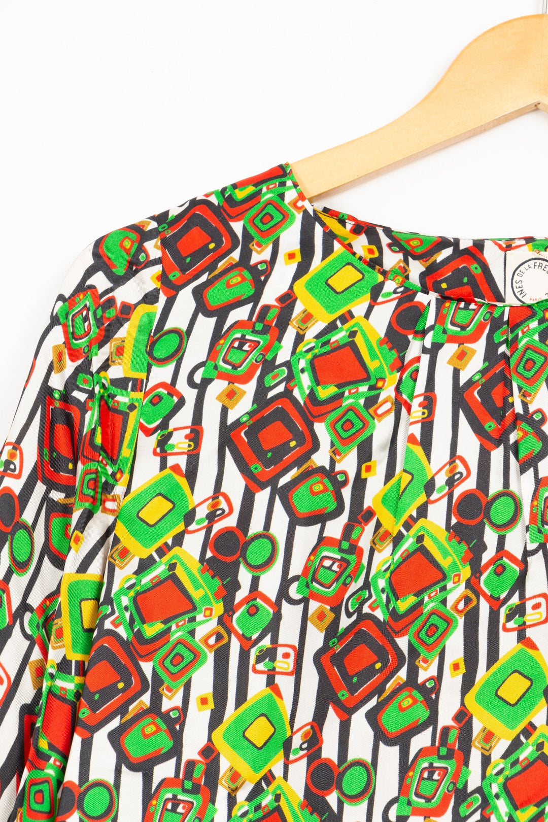 Blouse à rayures et motifs - 36