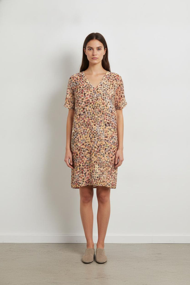 Robe multicolore col en V - 40