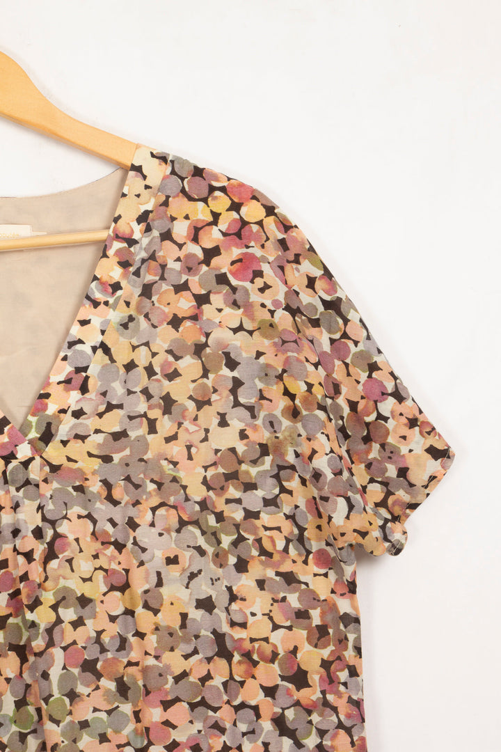 Robe multicolore col en V - 40