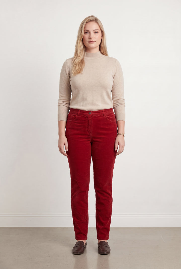 Pantalon en Velours Côtelé Rouge - Taille XL/42 de la marque Caroll | PARAD100001 - Vendu par Paradigme - Image 1