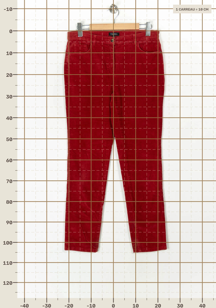 Pantalon en Velours Côtelé Rouge - Taille XL/42 de la marque Caroll | PARAD100001 - Vendu par Paradigme - Image 4