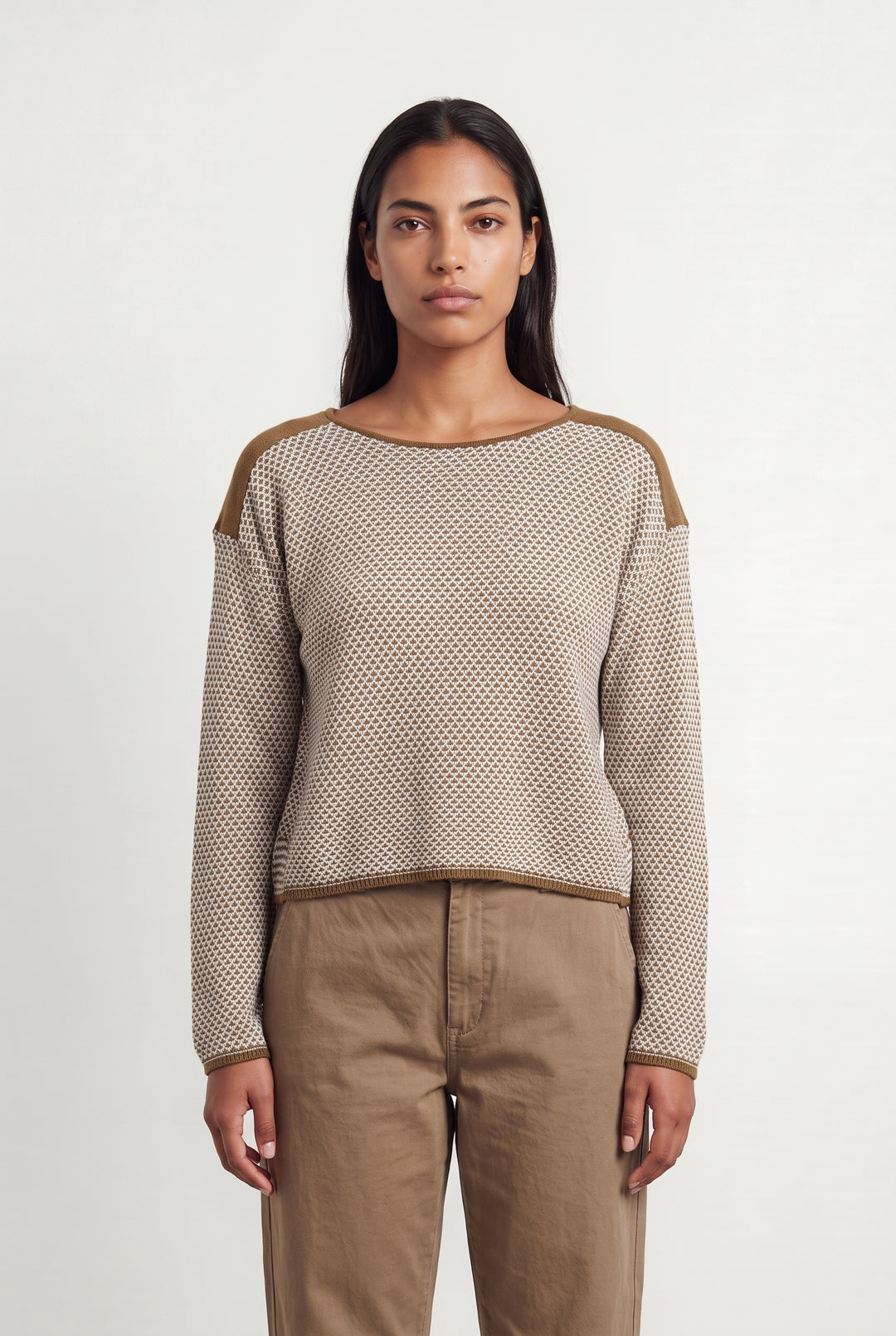 Pull Blanc et Marron - Taille L/40 de la marque Ekyog | PARAD100039 - Vendu par Paradigme - Image 1