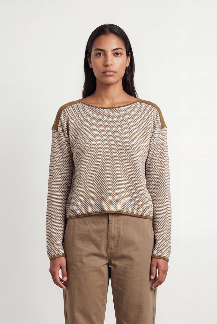 Pull Blanc et Marron - Taille L/40 de la marque Ekyog | PARAD100039 - Vendu par Paradigme - Image 1