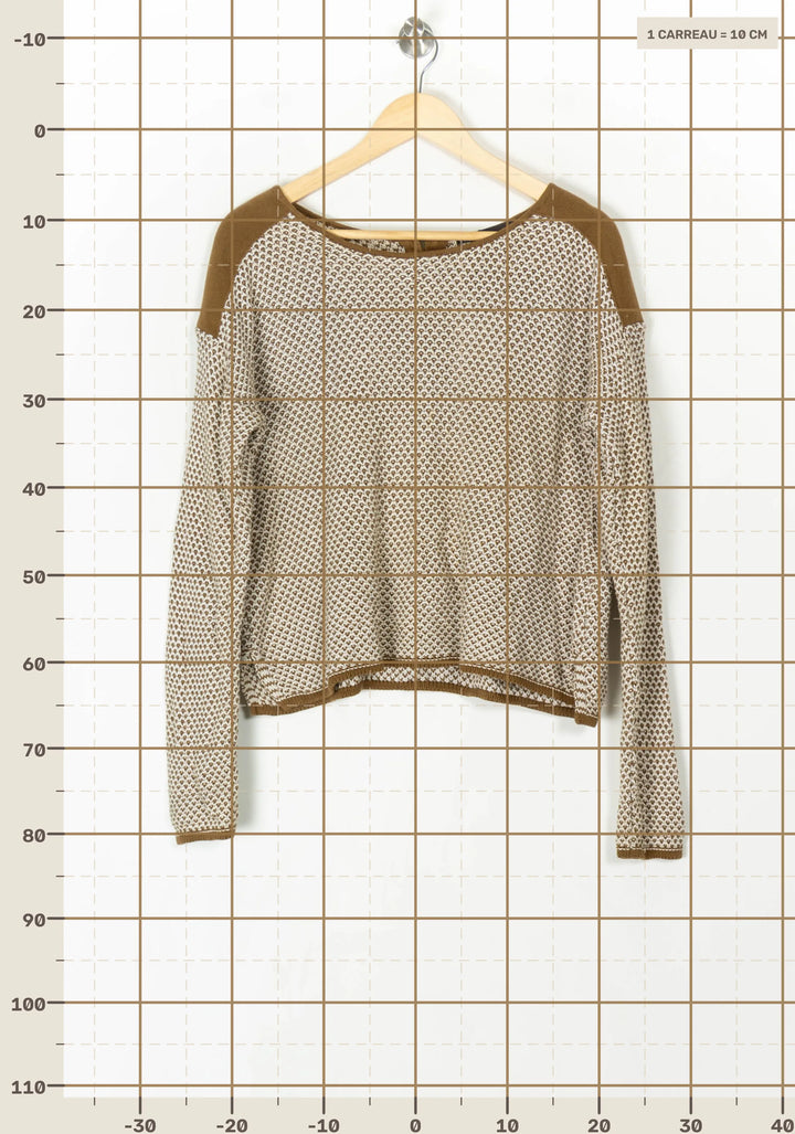 Pull Blanc et Marron - Taille L/40 de la marque Ekyog | PARAD100039 - Vendu par Paradigme - Image 4