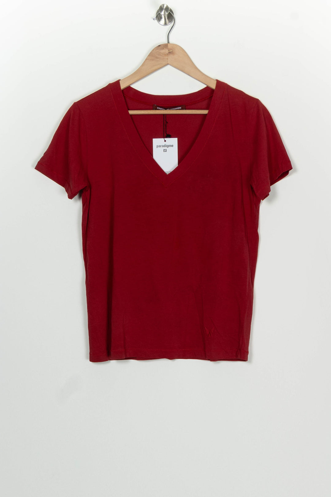 Tee-shirt à col V Rouge - Taille S/36 de la marque Comptoir des Cotonniers | PARAD100060 - Vendu par Paradigme - Image 2