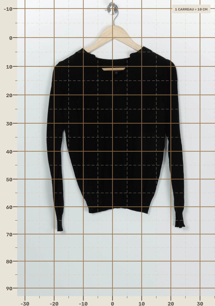 Pull Noir à Col V
 - Taille XS/34 de la marque Caroll | PARAD100112 - Vendu par Paradigme - Image 4