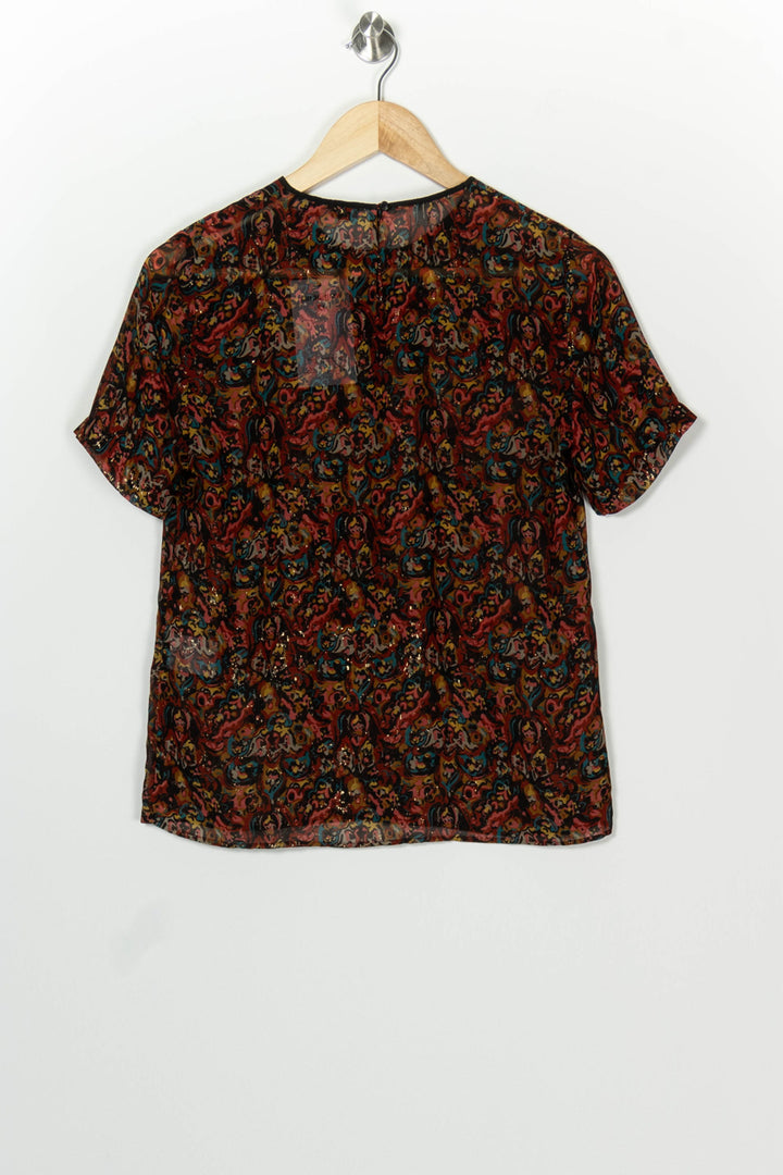 Blouse Noire et Rouge - Taille S/36 de la marque Sandro | PARAD100164 - Vendu par Paradigme - Image 5