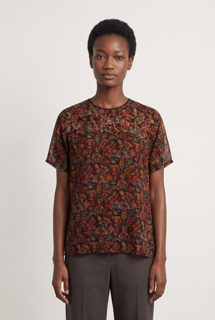 Blouse Noire et Rouge - Taille S/36 de la marque Sandro | PARAD100164 - Vendu par Paradigme - Image 1