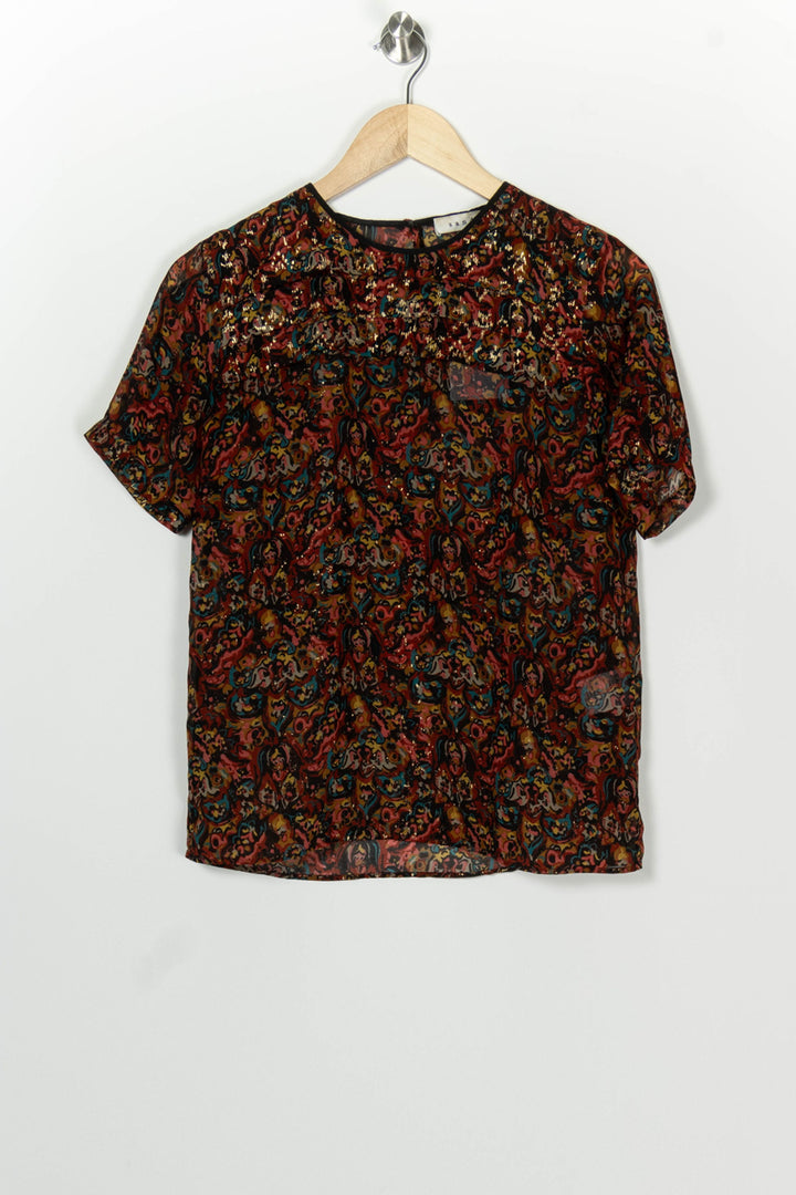 Blouse Noire et Rouge - Taille S/36 de la marque Sandro | PARAD100164 - Vendu par Paradigme - Image 2