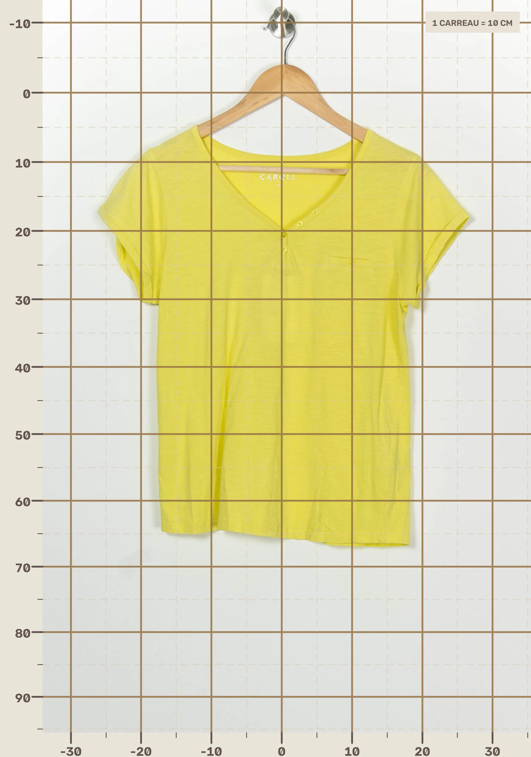 Tee-shirt Jaune - Taille XL/42 de la marque Caroll | PARAD100193 - Vendu par Paradigme - Image 4