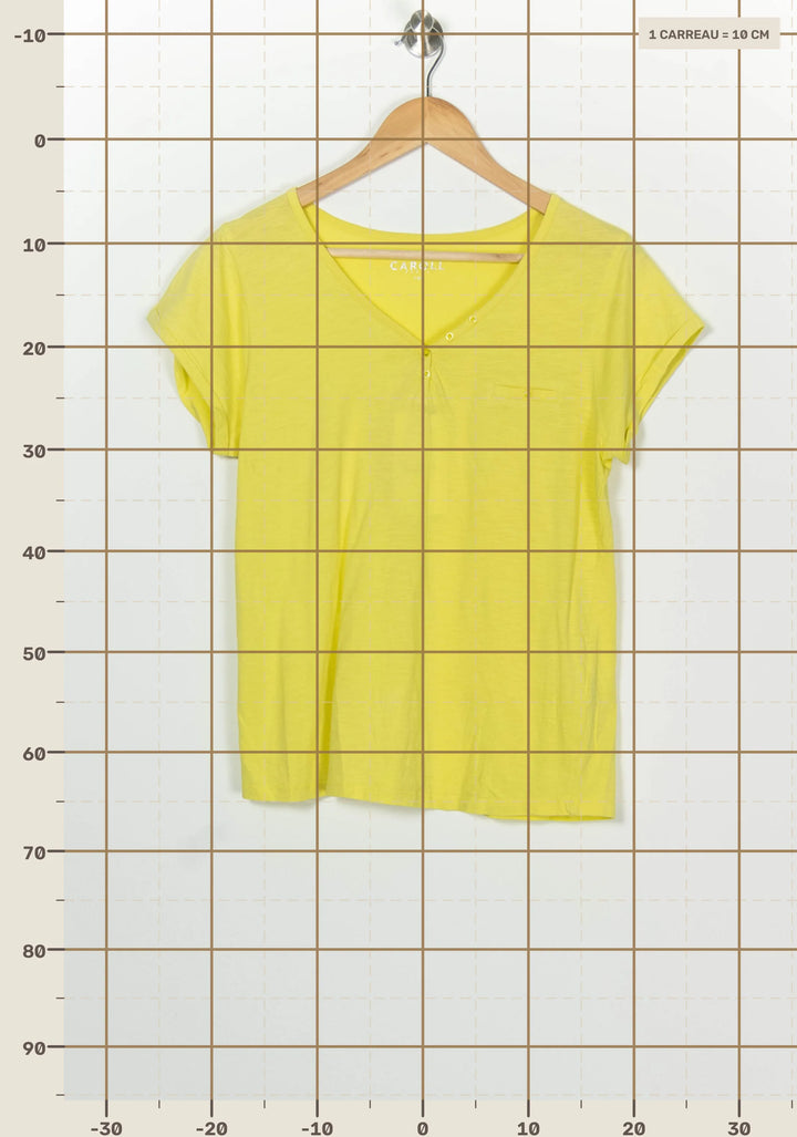 Tee-shirt Jaune - Taille XL/42 de la marque Caroll | PARAD100193 - Vendu par Paradigme - Image 4
