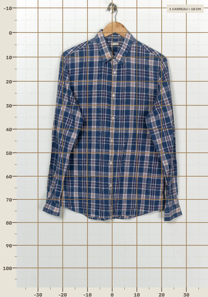Chemise à Carreaux Bleue et Blanche - Taille L/40 de la marque IKKS | PARAD100227 - Vendu par Paradigme - Image 4
