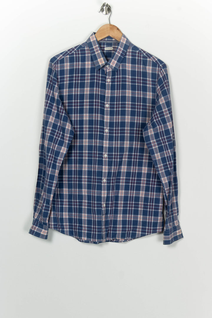 Chemise à Carreaux Bleue et Blanche - Taille L/40 de la marque IKKS | PARAD100227 - Vendu par Paradigme - Image 2