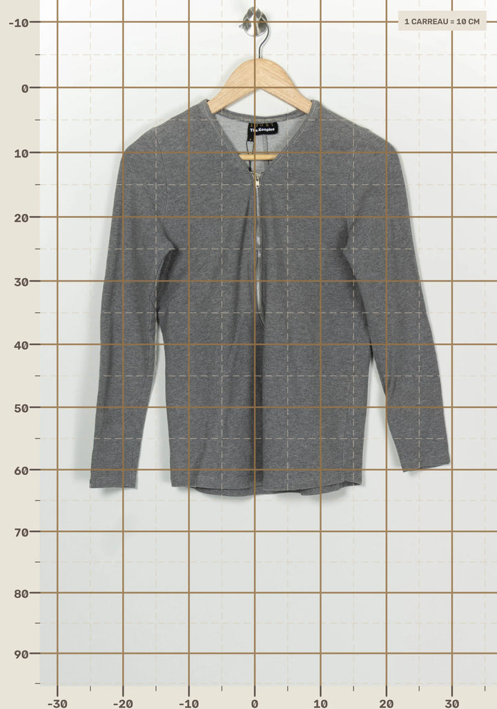 Sweatshirt Zippé Gris - Taille S/36 de la marque The Kooples - Sport | PARAD100230 - Vendu par Paradigme - Image 4