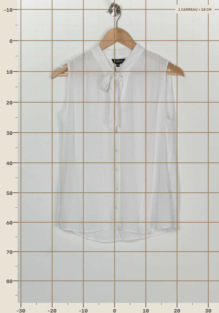 Chemise Sans Manches Blanche - Taille L/40 de la marque Caroll | PARAD100234 - Vendu par Paradigme - Image 4