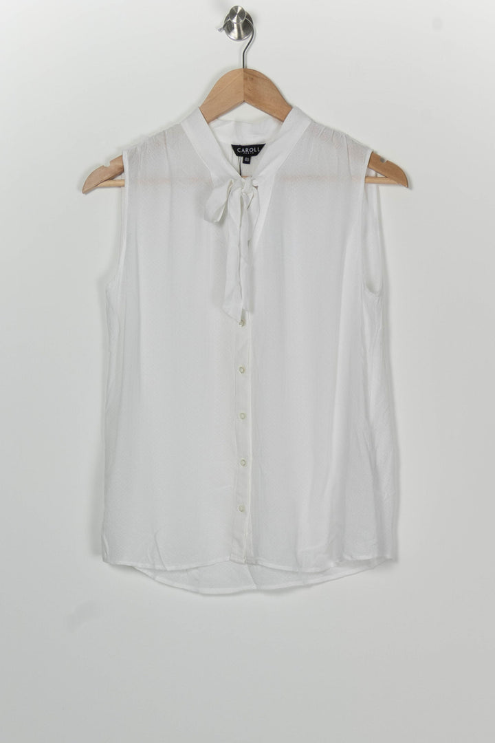 Chemise Sans Manches Blanche - Taille L/40 de la marque Caroll | PARAD100234 - Vendu par Paradigme - Image 2
