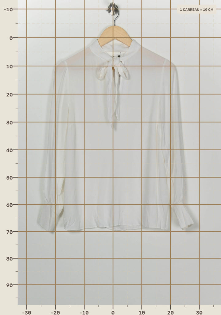 Blouse À Lavallière Blanche - Taille XS/34 de la marque Sud express | PARAD100240 - Vendu par Paradigme - Image 4