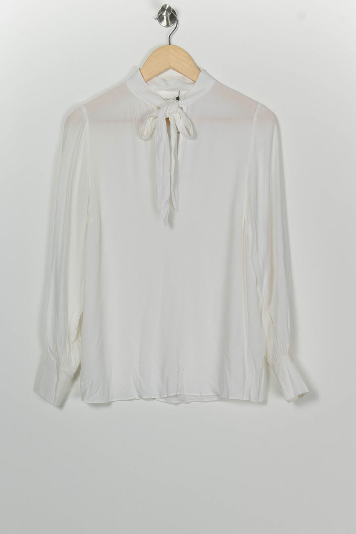 Blouse À Lavallière Blanche - Taille XS/34 de la marque Sud express | PARAD100240 - Vendu par Paradigme - Image 2