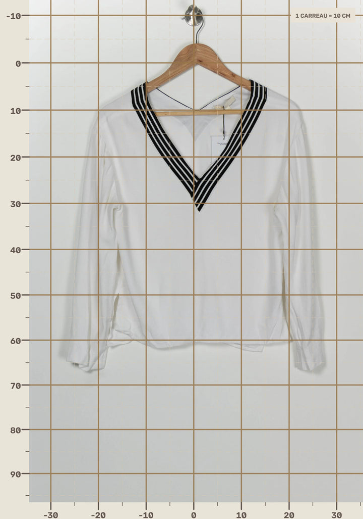 Blouse Blanche et Noire - Taille S/36 de la marque Maje | PARAD100244 - Vendu par Paradigme - Image 4