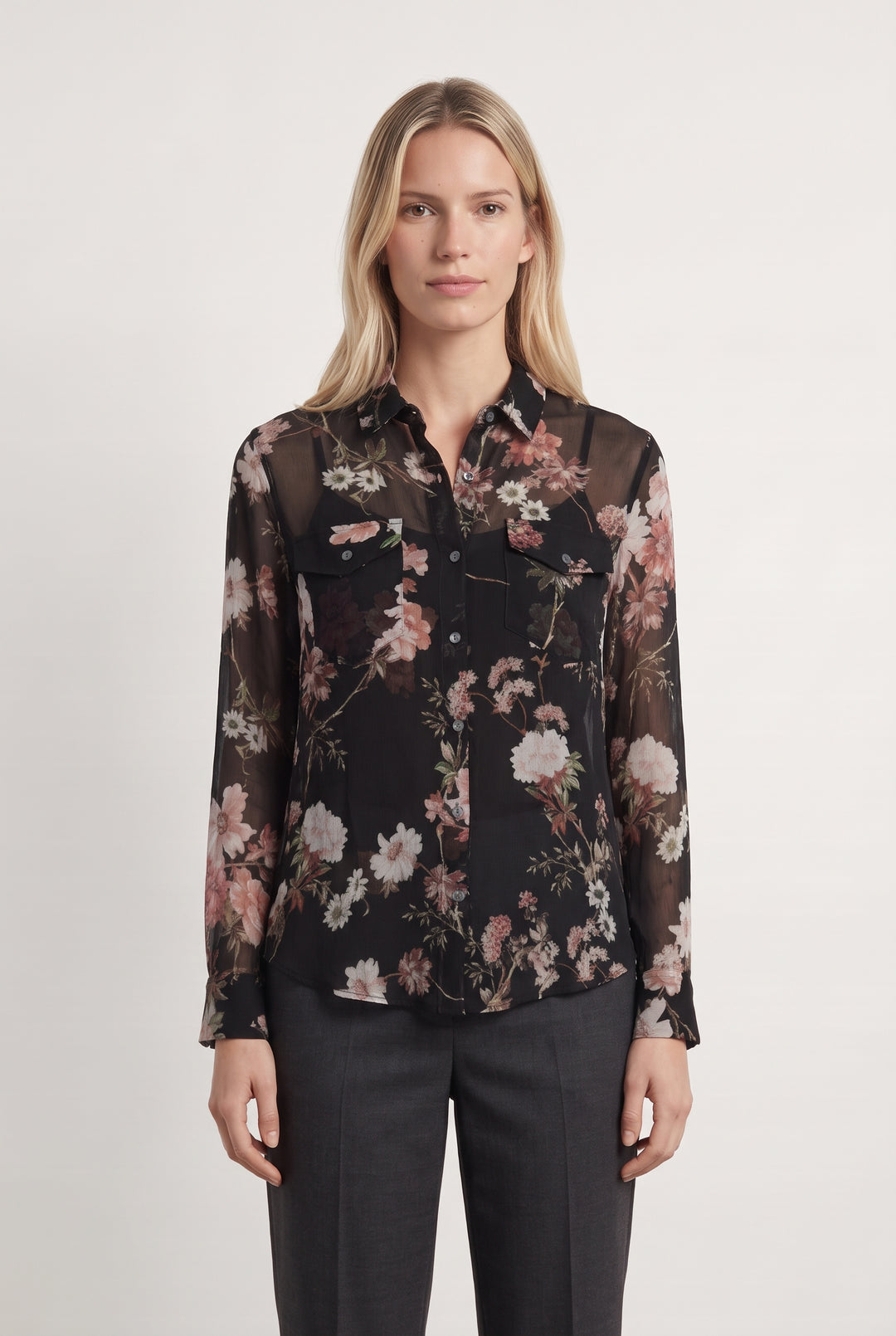 Chemise Fleurie Noire et Rose - Taille S/36 de la marque The Kooples | PARAD100250 - Vendu par Paradigme - Image 1
