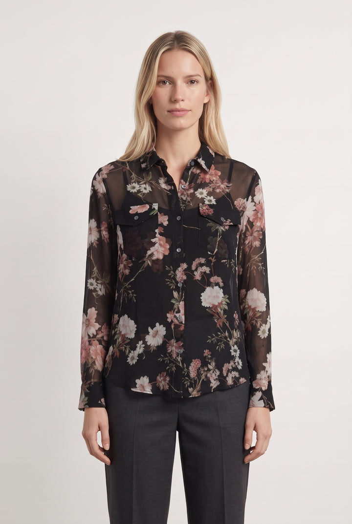 Chemise Fleurie Noire et Rose - Taille S/36 de la marque The Kooples | PARAD100250 - Vendu par Paradigme - Image 1