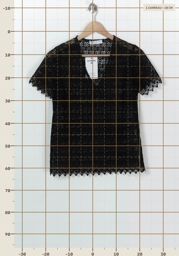 Top En Dentelle Noir - Taille M/38 de la marque Sandro | PARAD100251 - Vendu par Paradigme - Image 4
