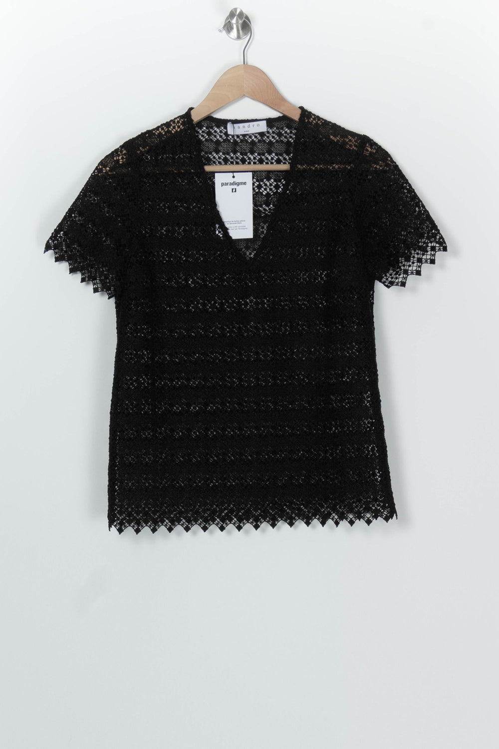 Top En Dentelle Noir - Taille M/38 de la marque Sandro | PARAD100251 - Vendu par Paradigme - Image 2