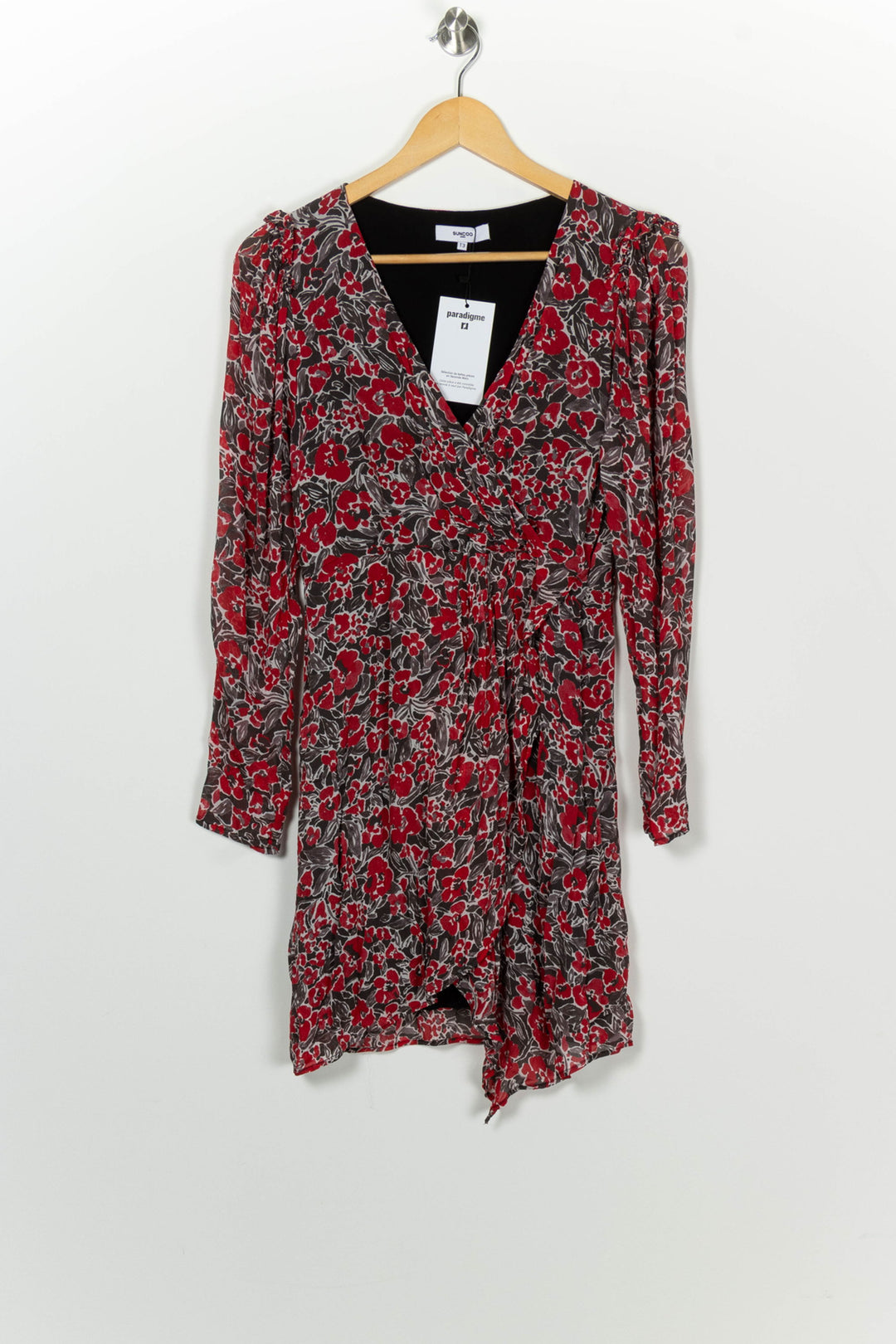 Robe Midi Rouge et Grise - Taille L/40 de la marque Suncoo | PARAD100256 - Vendu par Paradigme - Image 2