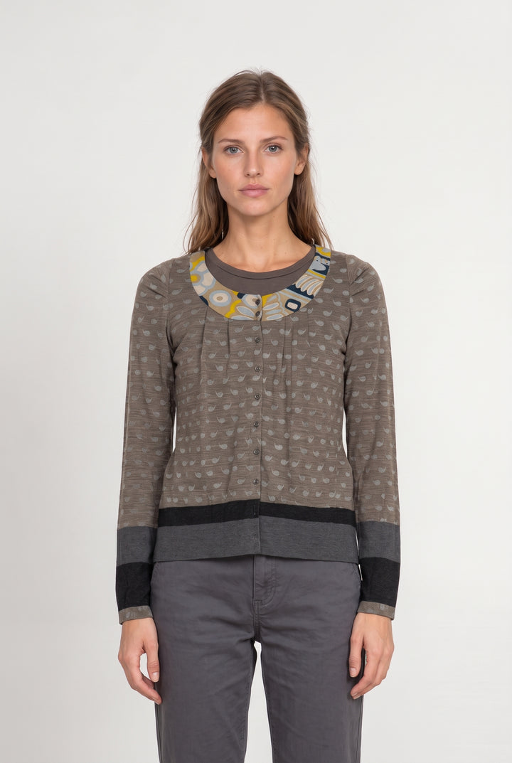 Cardigan Marron et Gris - Taille M/38 de la marque One Step | PARAD100301 - Vendu par Paradigme - Image 1