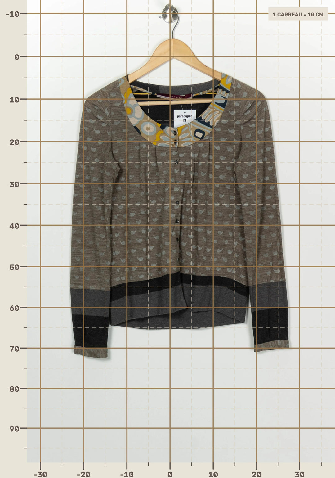Cardigan Marron et Gris - Taille M/38 de la marque One Step | PARAD100301 - Vendu par Paradigme - Image 4