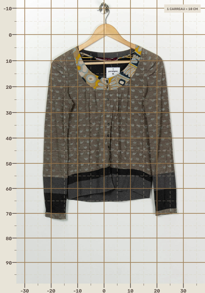 Cardigan Marron et Gris - Taille M/38 de la marque One Step | PARAD100301 - Vendu par Paradigme - Image 4
