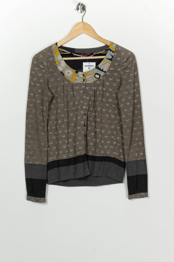 Cardigan Marron et Gris - Taille M/38 de la marque One Step | PARAD100301 - Vendu par Paradigme - Image 2