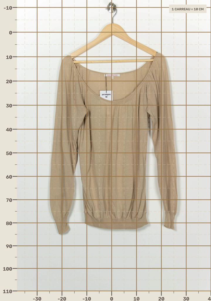 Pull à Manches Longues Beige - Taille S/36 de la marque Bérénice | PARAD100308 - Vendu par Paradigme - Image 4