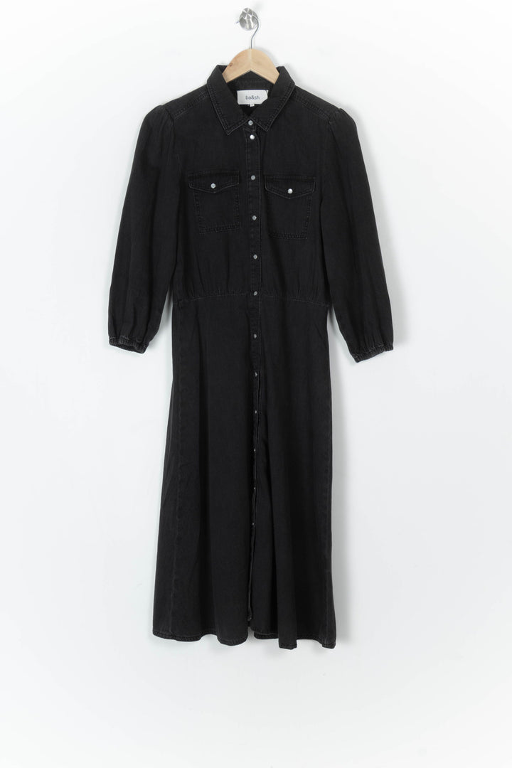 Robe Chemise Longue Noire - Taille M/38 de la marque ba&amp;sh | PARAD100356 - Vendu par Paradigme - Image 2