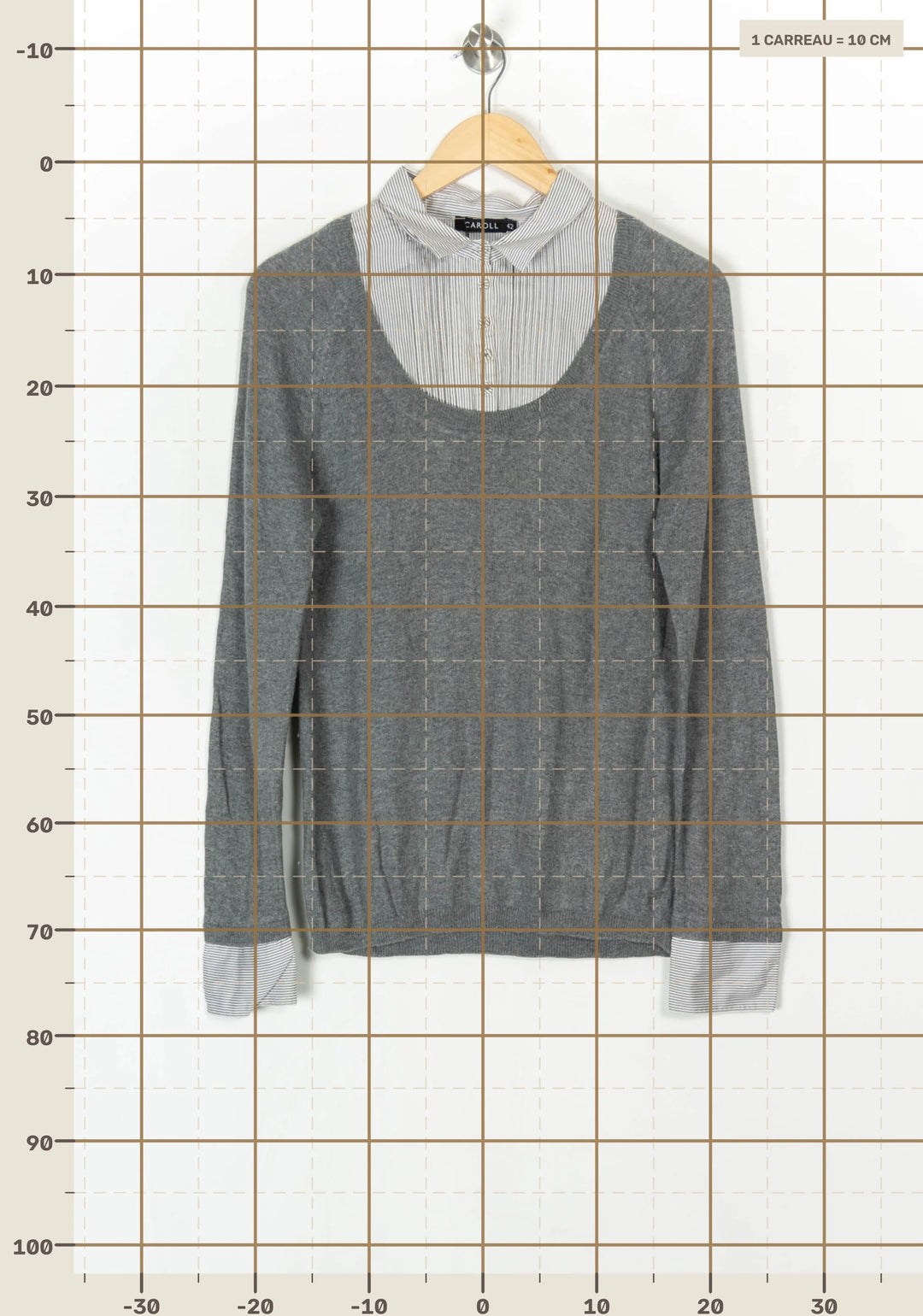 Pull Gris - Taille XL/42 de la marque Caroll | PARAD100362 - Vendu par Paradigme - Image 4