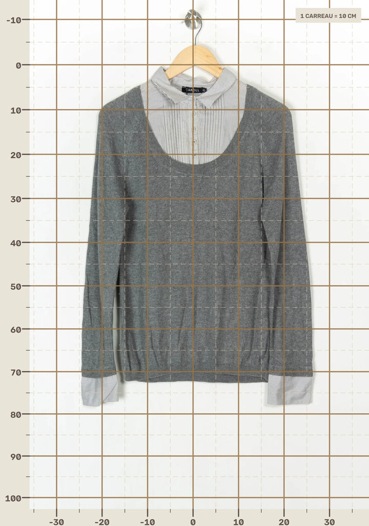Pull Gris - Taille XL/42 de la marque Caroll | PARAD100362 - Vendu par Paradigme - Image 4