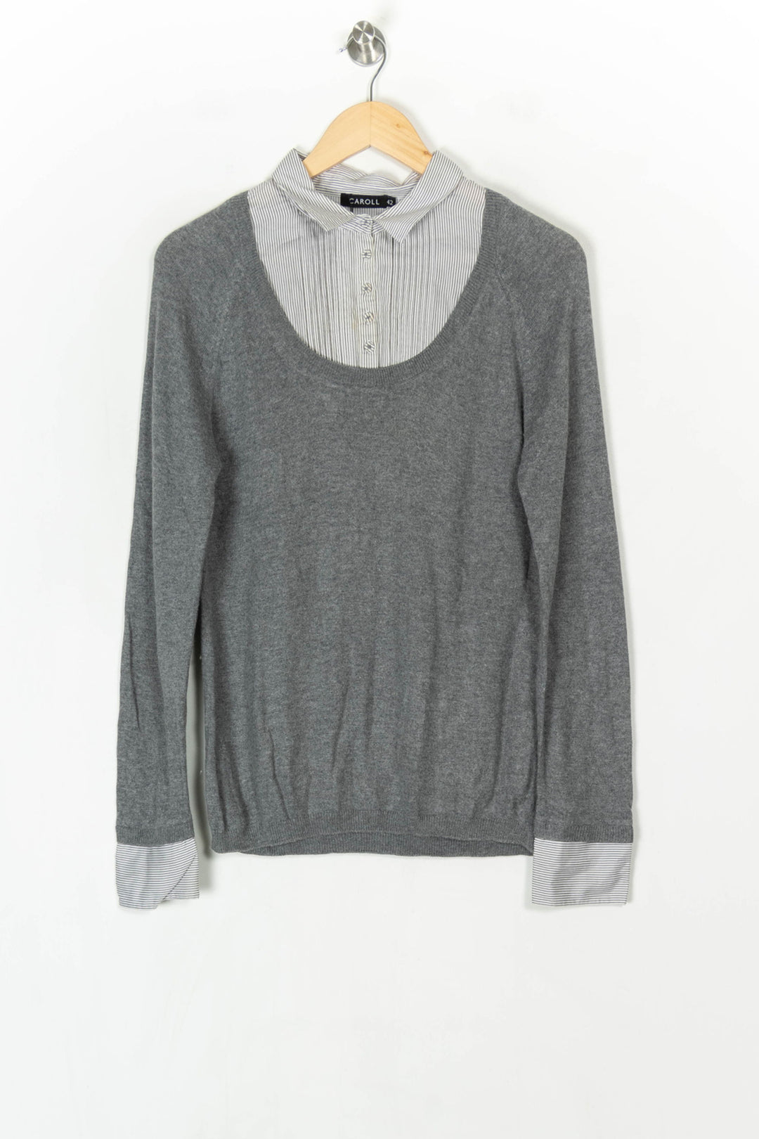 Pull Gris - Taille XL/42 de la marque Caroll | PARAD100362 - Vendu par Paradigme - Image 2