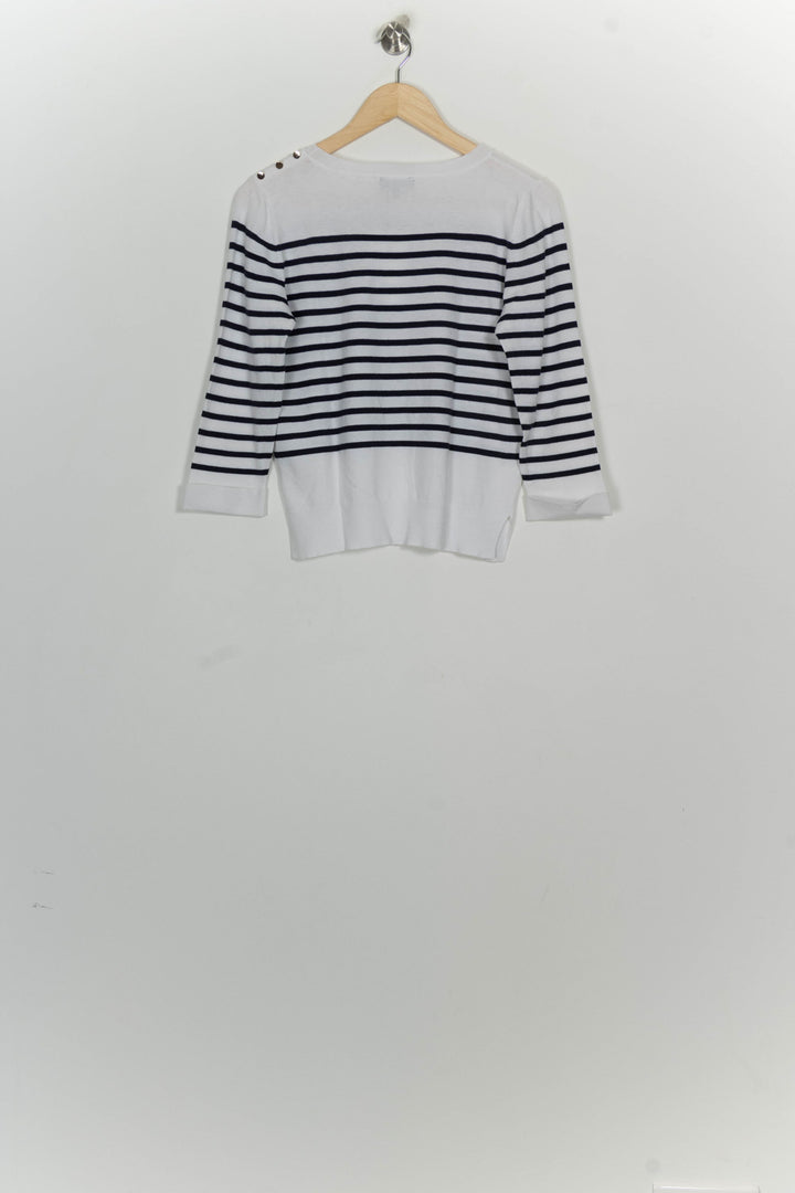 Pull Blanc et Bleu Marine - Taille M/38 de la marque Caroll | PARAD100375 - Vendu par Paradigme - Image 5