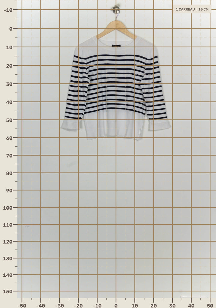 Pull Blanc et Bleu Marine - Taille M/38 de la marque Caroll | PARAD100375 - Vendu par Paradigme - Image 4