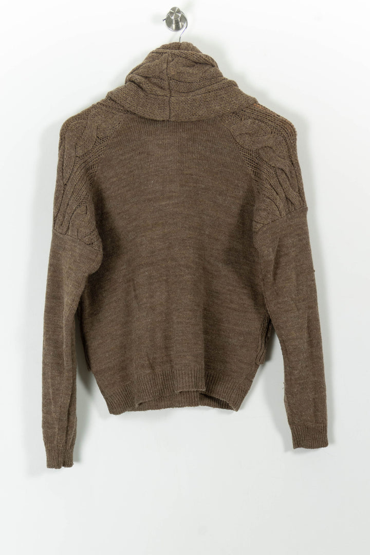 Pull Col Châle Marron - Taille L/40 de la marque La Fée Maraboutée | PARAD100506 - Vendu par Paradigme - Image 4