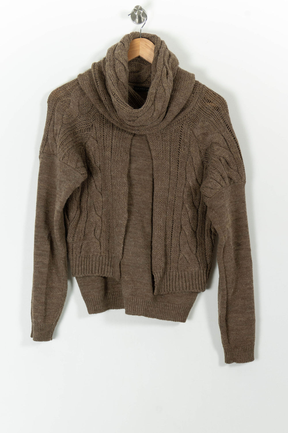 Pull Col Châle Marron - Taille L/40 de la marque La Fée Maraboutée | PARAD100506 - Vendu par Paradigme - Image 2