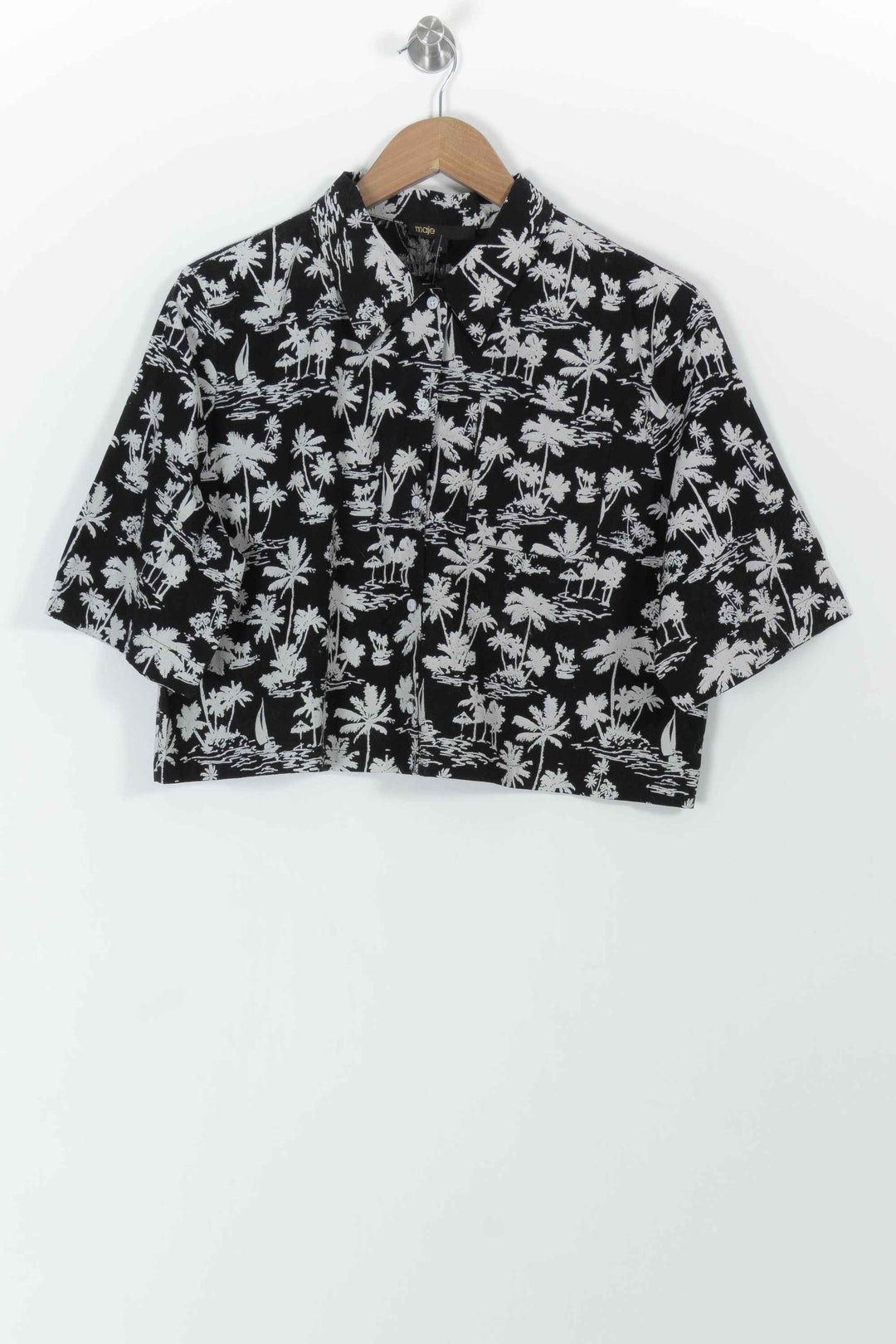 Chemise Hawaïenne Noire et Blanche - Taille L/40 de la marque Maje | PARAD100518 - Vendu par Paradigme - Image 2