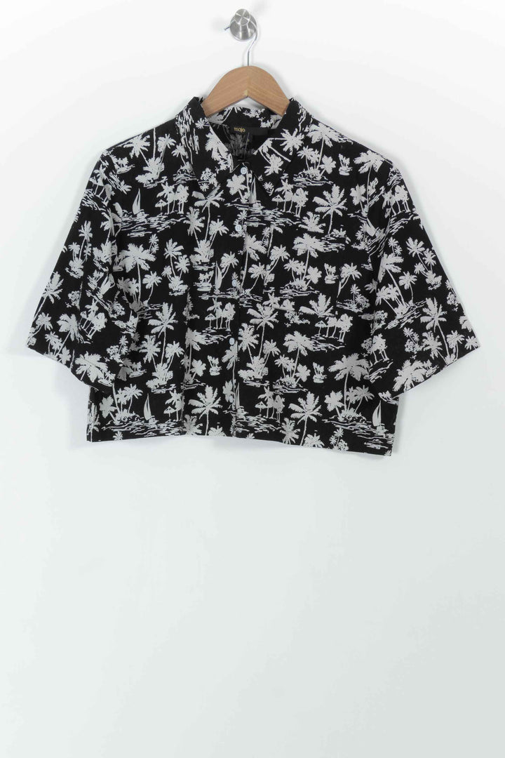 Chemise Hawaïenne Noire et Blanche - Taille L/40 de la marque Maje | PARAD100518 - Vendu par Paradigme - Image 2