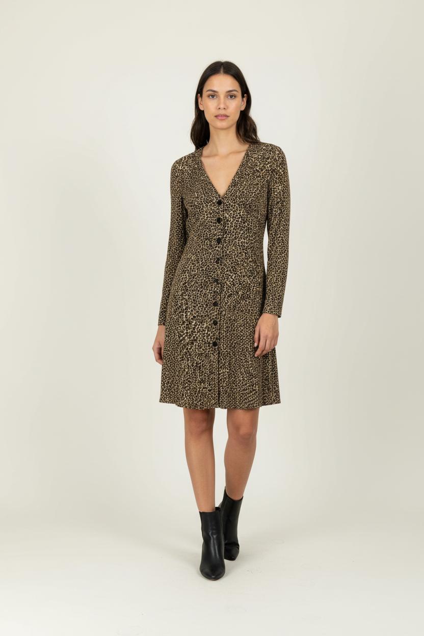 Robe Chemise Léopard Beiges et Noires - Taille S/36 de la marque ZAPA | PARAD100533 - Vendu par Paradigme - Image 1