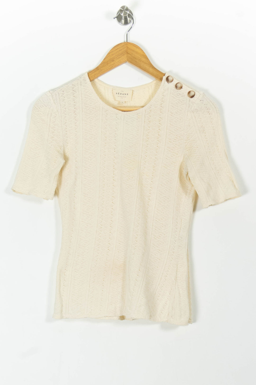 Pull Manches Courtes Beige - Taille S/36 de la marque Sézane | PARAD100547 - Vendu par Paradigme - Image 2