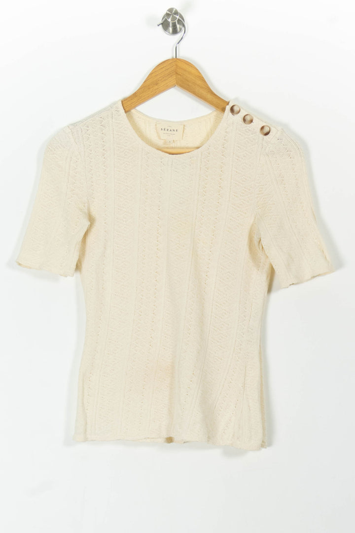 Pull Manches Courtes Beige - Taille S/36 de la marque Sézane | PARAD100547 - Vendu par Paradigme - Image 2