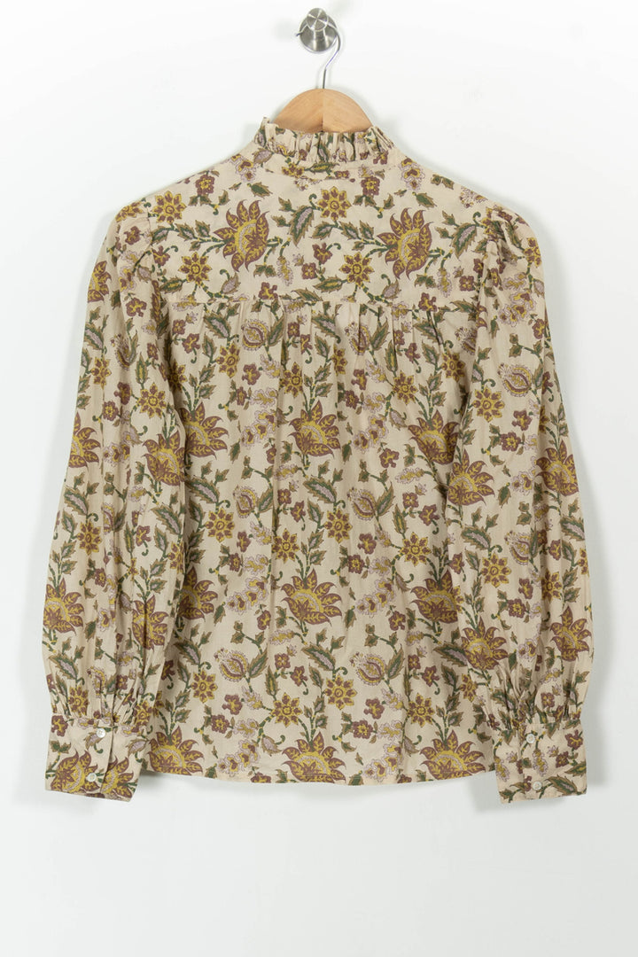 Blouse Fleurie Beige et Verte - Taille L/40 de la marque Petite Mendigote | PARAD100552 - Vendu par Paradigme - Image 4